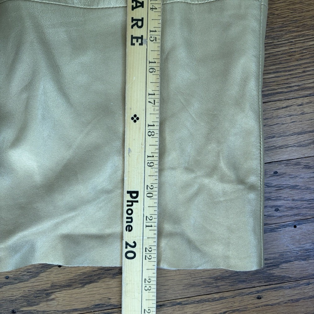 Plein Sud Leather Mini Skirt France Vintage Size 42 Beige 10US - Picture 8 of 8
